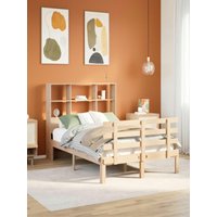 150x200 cm King Size Solid Wood Pine Bookcase Bed Frame - No Mattress Included
