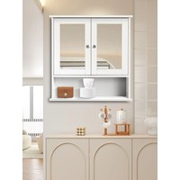 Wall Mounted Mirror Cabinet Bathroom Double Door Cupboard 3 Tier Wall Cabinet Storage Bathroom