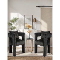 1 Pair Dining Chairs Chenille Reading Chairs With Hollow Out Armrests, Comfortable Back Cushions,
