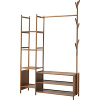 【Lifeideas】Freestanding Bamboo Clothes Rack with Storage Shelves