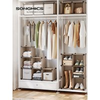 SONGMICS 16-Cube Storage Unit, Shoe Rack, DIY Shelving System, Stackable Cubes, PP Plastic Shelf,