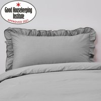 Non Iron Plain Dye Slate Frilled Pillowcase