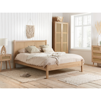 Birlea Croxley Rattan Bed Double Oak Wooden Bed