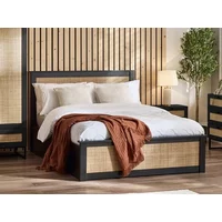 Julian Bowen Padstow 5ft King Size Rattan and Black Wooden Ottoman Bed Frame