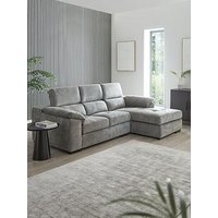 Brady Right Hand 3 Seater Fabric Chaise Sofa - Grey/Walnut - Fsc Certified