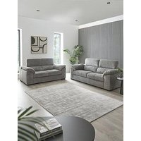 Brady 3 + 2 Seater Fabric Sofa Set (Buy &Amp; Save!) - Grey/Walnut - Fsc Certified