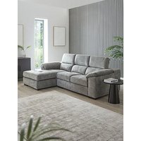 Brady Left Hand 3 Seater Fabric Chaise Sofa - Grey/Walnut - Fsc Certified