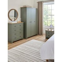 Very Home Atlanta 3 Piece Bedroom Furniture Set- 3 Door Wardrobe, 4 Drawer Chest And 2 Drawer Bedside Table - Green/Oak