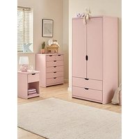 Very Home Aspen 3 Piece Bedroom Furniture Set - 2 Door, 2 Drawer Wardrobe, 4 + 2 Chest And Bedside Table - Pink