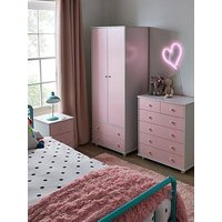 Very Home Miami Fresh Kids 3 Piece Package - 2 Door, 2 Drawer Wardrobe, 5 Drawer Chest, 3 Drawer Bedside Chest - Pink