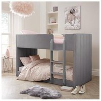 Very Home Panelled Velvet Bunk Bed With Mattress Options (Buy &Amp; Save!) - Grey - Bed Frame Only