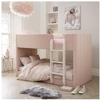 Very Home Panelled Velvet Bunk Bed With Mattress Options (Buy &Amp; Save!) - Pink - Bed Frame With Standard Mattress