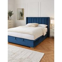 Very Home New Dakota Velvet End Lift Up Storage Ottoman Bed With Mattress Options (Buy &Amp; Save!) - Blue