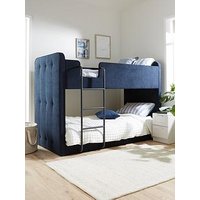 Very Home Charlie Fabric Bunk Bed With Mattress Options (Buy And Save!) - Deep Blue - Bunk Bed Frame With 2 Premium Mattresses