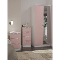 Swift Alva Ready Assembled 3 Piece Package - 2 Door Wardrobe, 4 Drawer Chest And A Bedside Chest - Pink