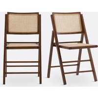 Set of 2 Rivia Beech & Cane Folding Chairs