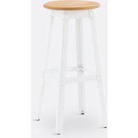 Hiba 75cm High Pine & Metal Industrial-Style Stool.