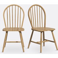 Set of 2 Windsor Spindle Back Wooden Dining Chairs