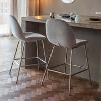 Rewari Velvet Bar Stools with Chrome Legs (Set of 2)