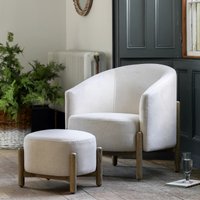 Thorpes Rounded Linen Tub Armchair with Oak Legs