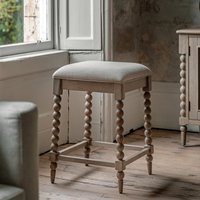 Ames Linen Upholstered Bar Stool with Pompom Legs