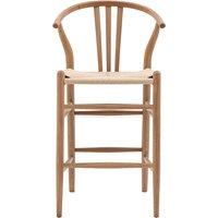 Lydden Wishbone Curved Bar Stool with Woven Seat (Set of 2)