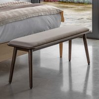 Hale Smoked Oak & Linen Upholstered 2 Seater Dining Bench (124 cm)