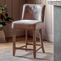 Terrance Vintage Leather Bar Stools (Set of 2)