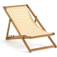 Veldi Acacia & Gingham Canvas Deck Chair