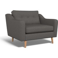 Rosa Curve Buttoned Soft Woven Snuggle Chair with Light Wood Legs