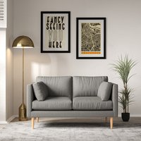 Gabriela Modern Soft Brushed 2 Seater Feather Sofa with Light Wood Legs
