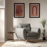 Ada Scandi Buttoned Soft Brushed Armchair with Light Wood Legs