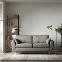 Ada Scandi Soft Brushed 3 Seater Sofa with Light Wood Legs