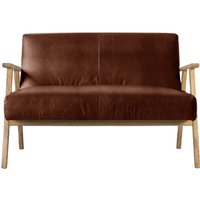 Berlin Mid-Century 2 Seater Leather Accent Sofa