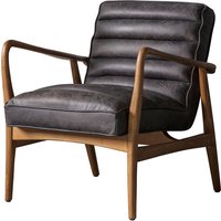 Fairfield Mid-Century Leather Armchair with Solid Wood Frame