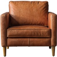 Groton Mid-century Vintage Leather Armchair with Solid Wood Legs
