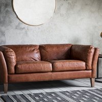 Nadiad Vintage Leather 2 Seater Sofa with Solid Wood Legs