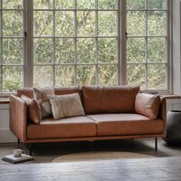 Ashar Mid-Century Vintage Leather Sofa with Black Metal Legs