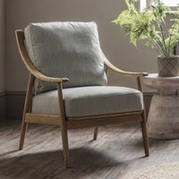 Arcot Mid Century Linen Armchair with Solid Oak Frame