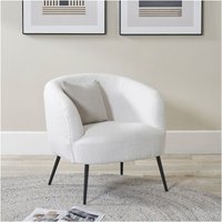 Bouclé Curve Tub Chair with Black Metal Legs
