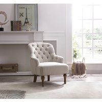 Bonnie Textured Linen Buttoned Accent Chair