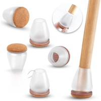 16PCS Transparent Chair Leg Floor Protector Non Slip Silicone Furniture Feet Cover with Wrapped Felt