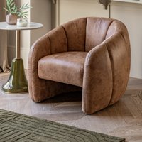 Carleton Quilted Antique Leather Mid-Century Tub Chair