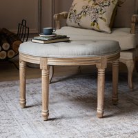 Claudette French Vintage Buttoned Linen Curved Storage Footstool