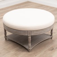 Maurice Round Linen Upholstered Ottoman Footstool