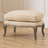 Florence Linen Blend Footstool with Silver Oak Frame