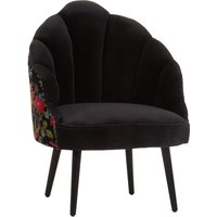 Multicolour Floral Velvet Scallop Accent Chair