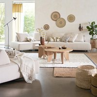 Set of 2 Minimal Round Oak Nesting Coffee Tables