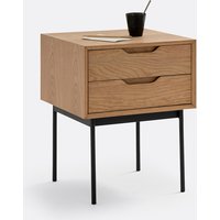Noyeto 2-Drawer Wood & Metal Bedside Table