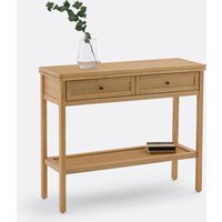 Gabin Solid Pine & Cane Double Level Console Table